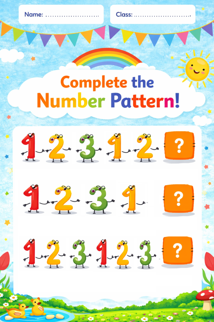 Number pattern nursery worksheets