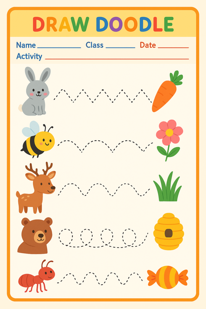 Tracing the line activity worksheet for nursery