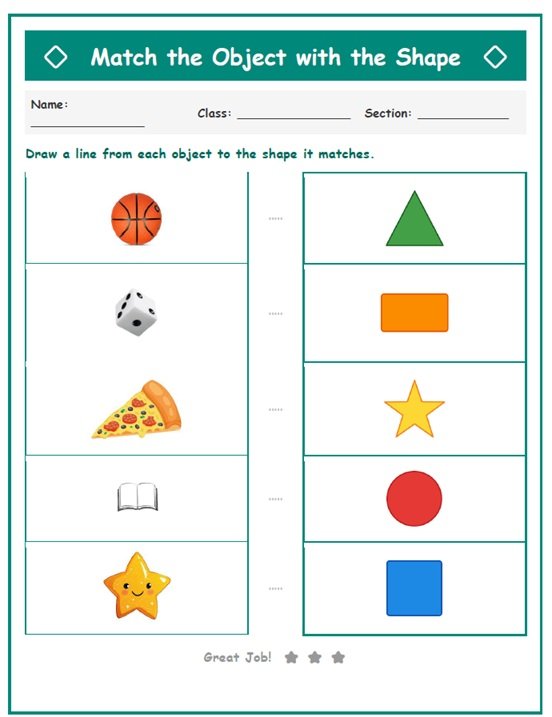 Matching shapes nursery worksheet
