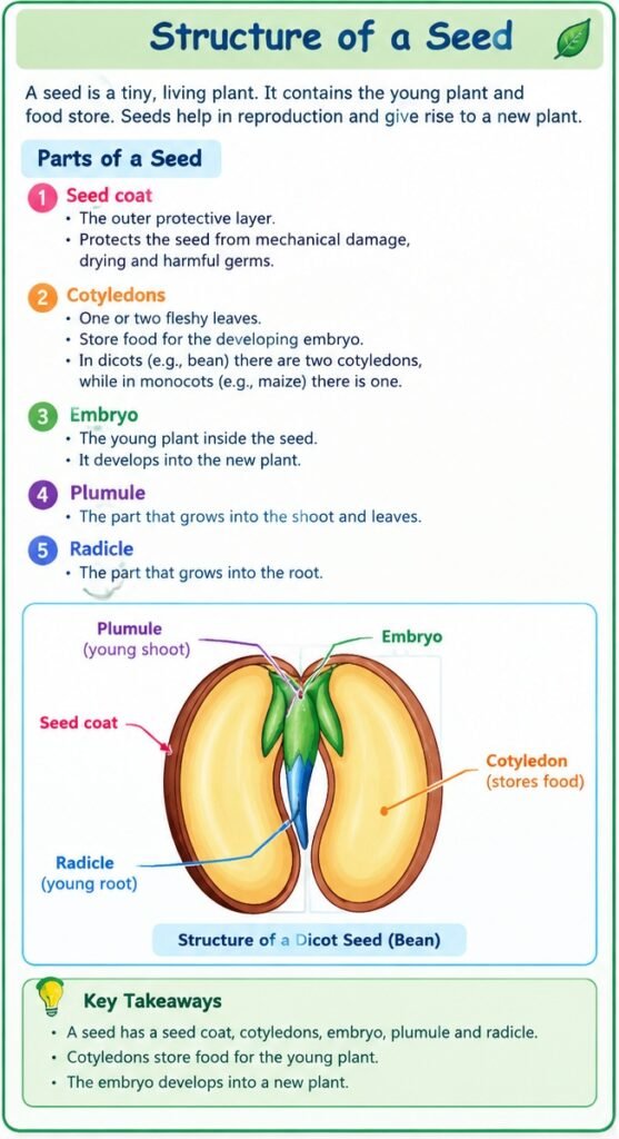 Structure of a seed - with a labelled diagram