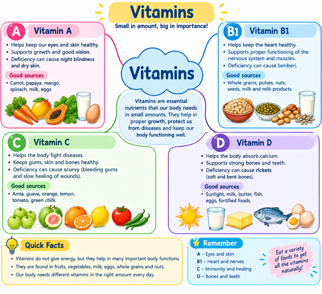Vitamins mindmap - Class 6 Mindful eating