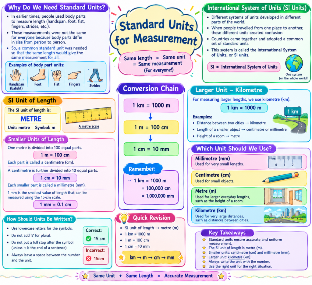Class 6 Chapter 5 science worksheet - Measurement of length and motion worksheet - Standard Units of Measurement